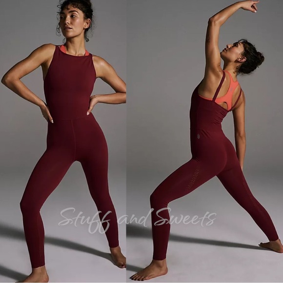 Free People good karma high neck onesie dark cherry red xs/s - Picture 1 of 3